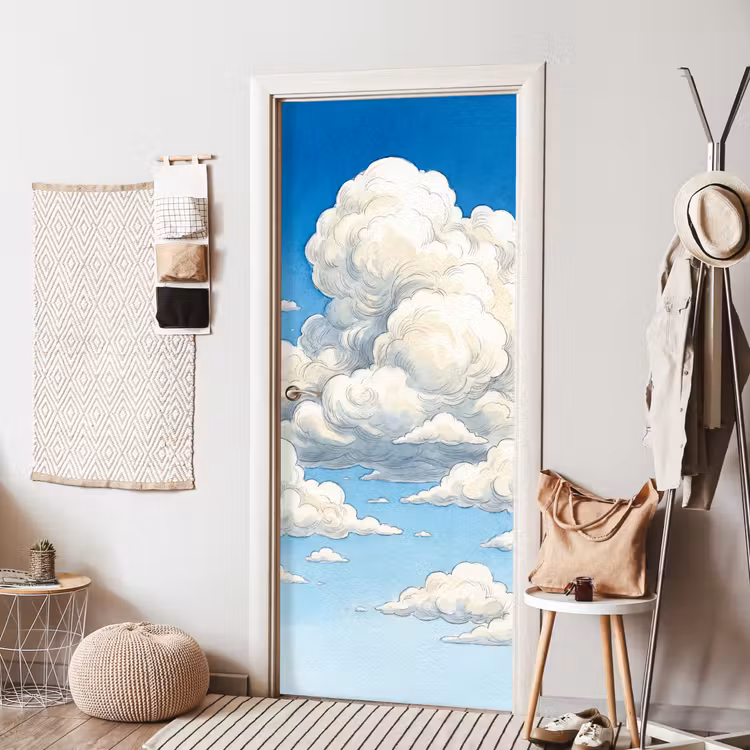 Deursticker - Wolken - Blauwe lucht - Natuur - Modern - Wit — 8