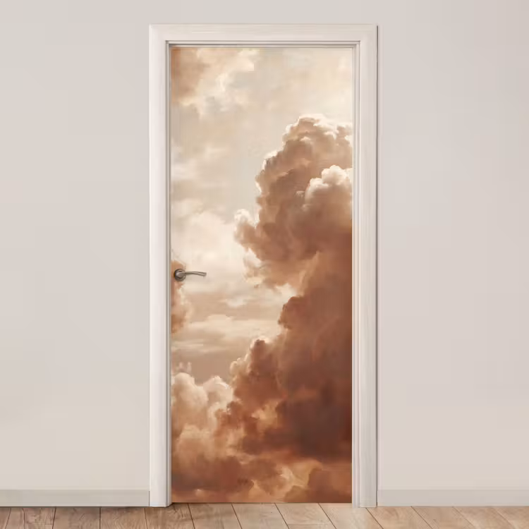 Deursticker - Wolken - Lucht - Natuur - Modern - Bruin — 1