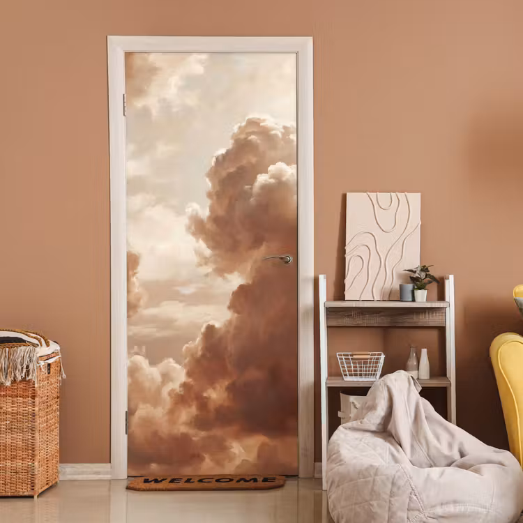 Deursticker - Wolken - Lucht - Natuur - Modern - Bruin — 2