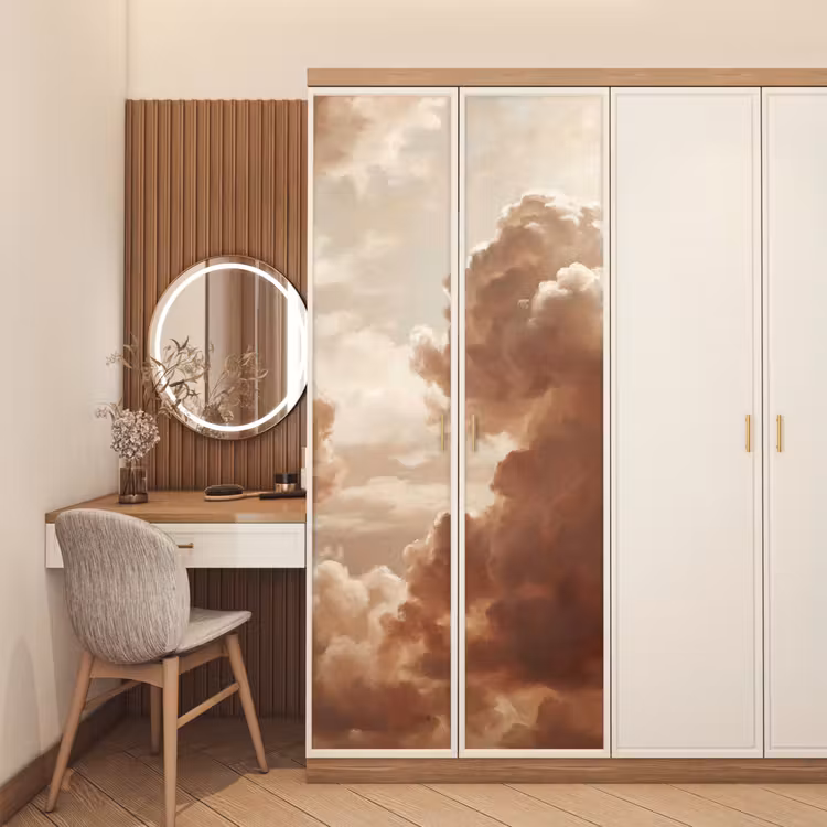 Deursticker - Wolken - Lucht - Natuur - Modern - Bruin — 5