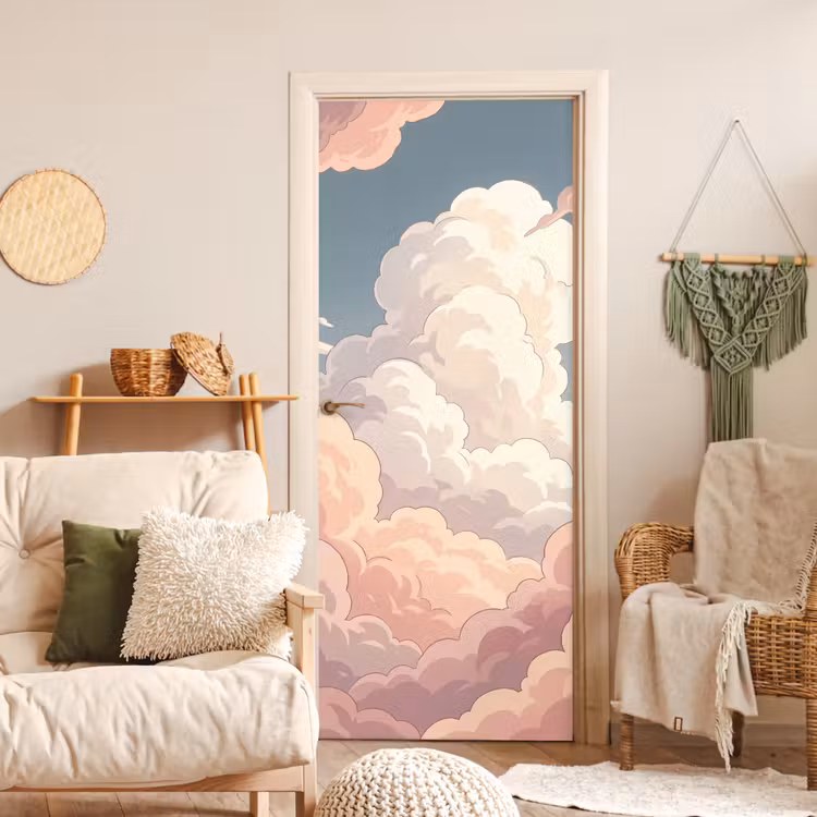 Deursticker - Wolken - Lucht - Natuur - Pastel - Roze — 4
