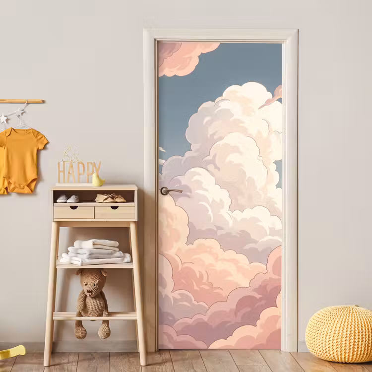 Deursticker - Wolken - Lucht - Natuur - Pastel - Roze — 6