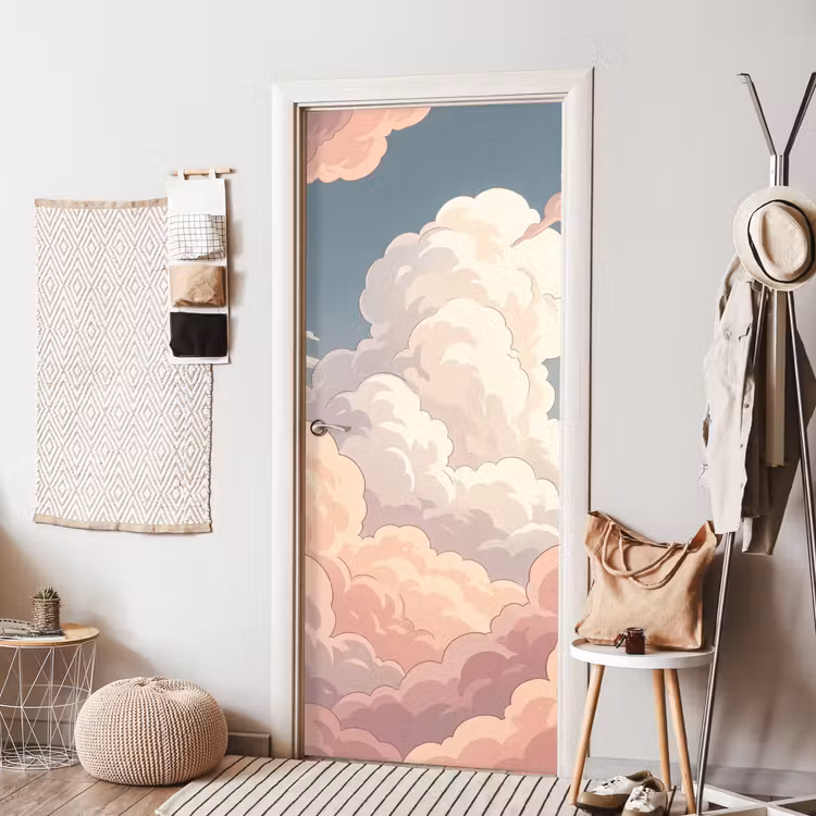 Deursticker - Wolken - Lucht - Natuur - Pastel - Roze — 8