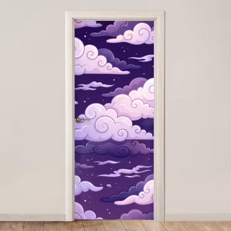 Deursticker - Wolken - Nacht - Natuur - Abstract - Paars — 1