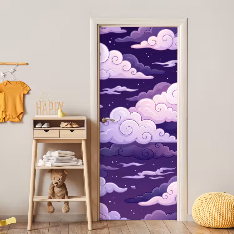 Deursticker - Wolken - Nacht - Natuur - Abstract - Paars — 6