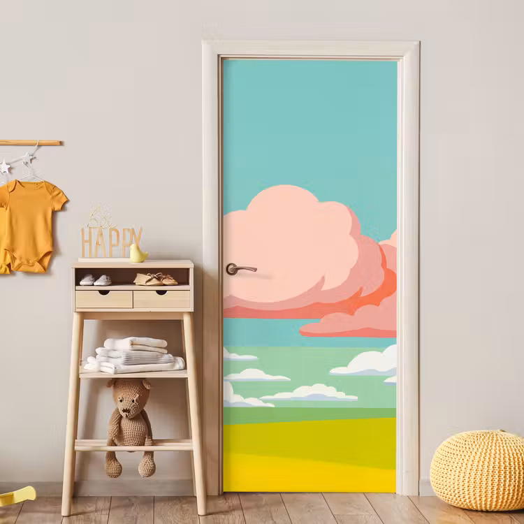 Deursticker - Wolken - Roze - Natuur - Modern - Pastel — 6