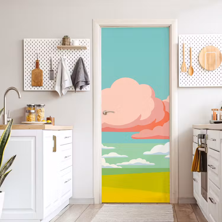 Deursticker - Wolken - Roze - Natuur - Modern - Pastel — 7