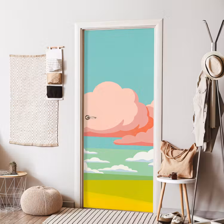 Deursticker - Wolken - Roze - Natuur - Modern - Pastel — 8