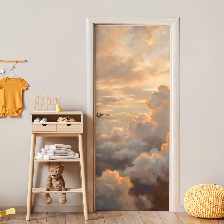 Deursticker - Wolken - Zonsondergang - Natuur - Abstract - Goud — 6