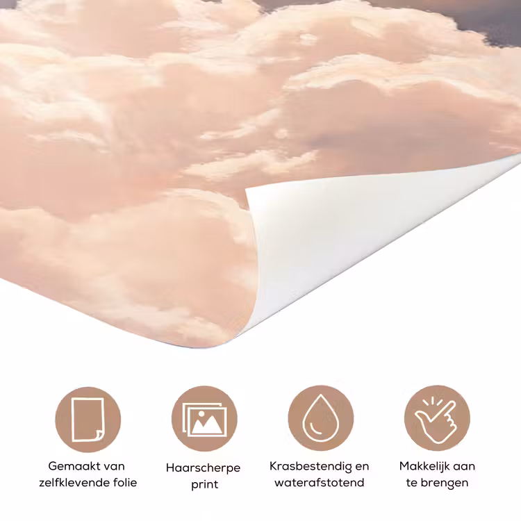 Deursticker - Wolken - Zonsondergang - Natuur - Pastel - Roze — 3