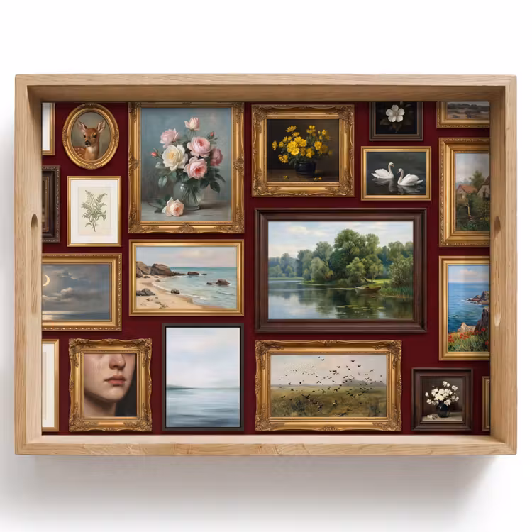 Dienblad - Bloemen - Vaas - Klassiek - Kunst - Rood — 1