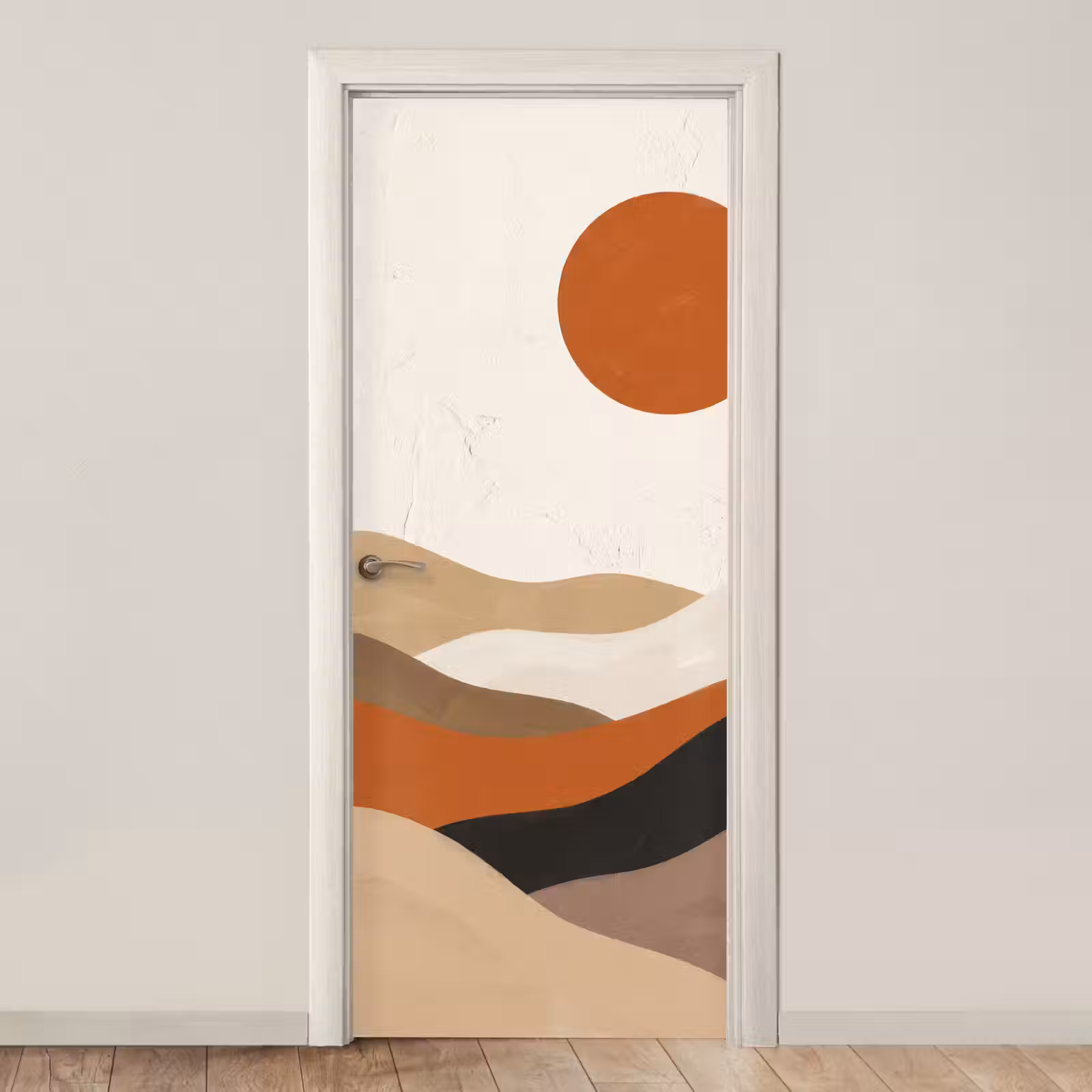 Deursticker - Landschap - Heuvels - Zon - Abstract - Oranje — 1