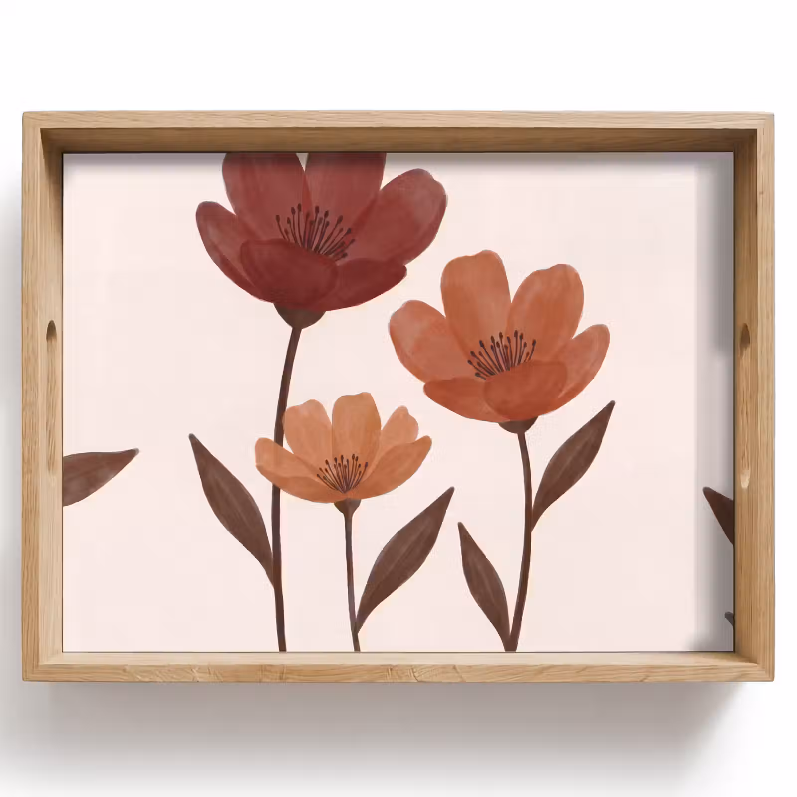 Dienblad - Bloemen - Abstract - Modern - Bruin - Decoratief — 1