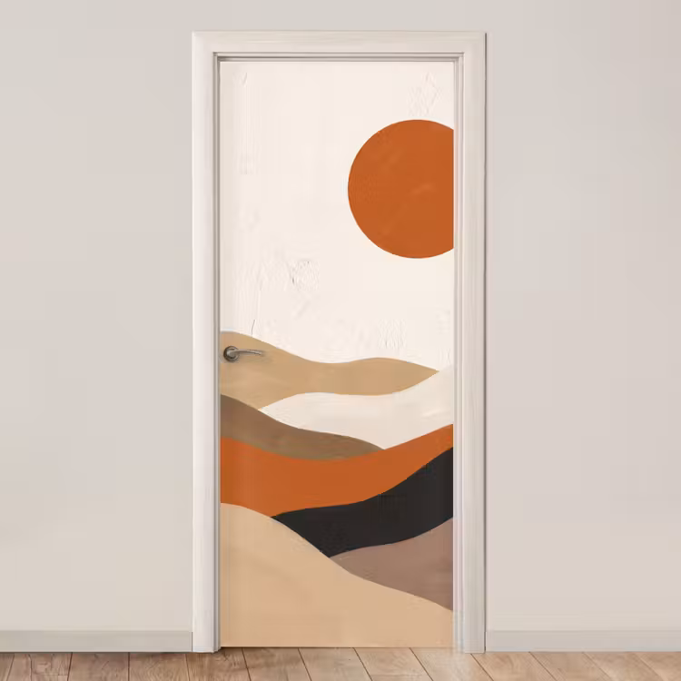 Deursticker - Landschap - Heuvels - Zon - Abstract - Oranje — 1