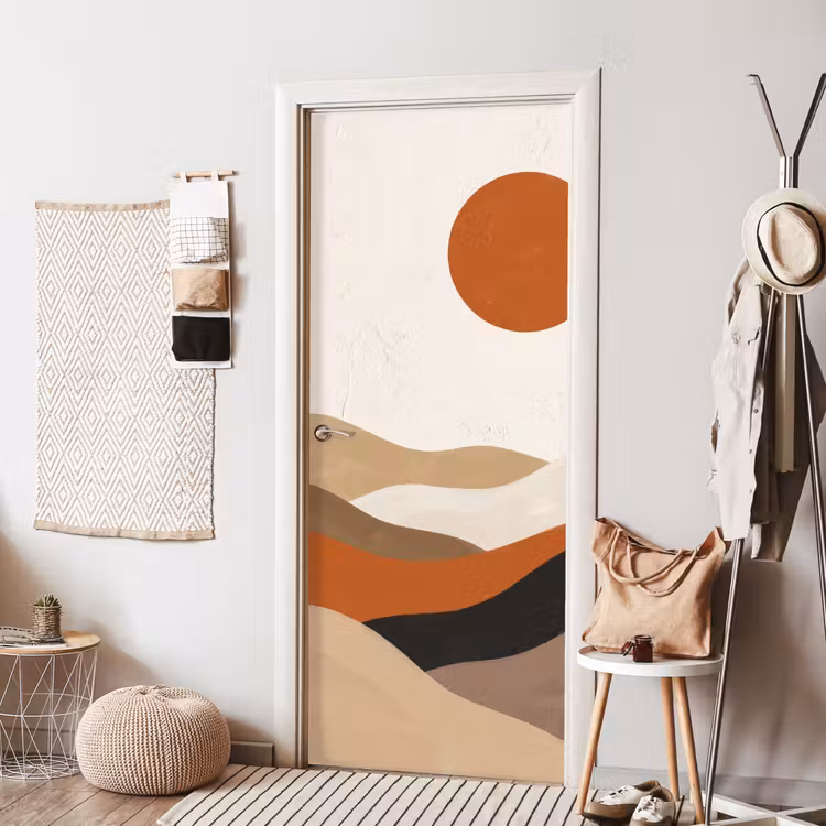Deursticker - Landschap - Heuvels - Zon - Abstract - Oranje — 8