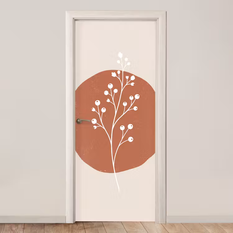 Deursticker - Plant - Tak - Abstract - Modern - Wit — 1
