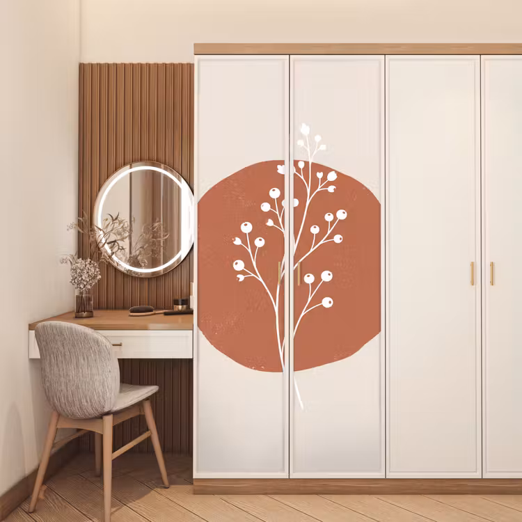 Deursticker - Plant - Tak - Abstract - Modern - Wit — 5