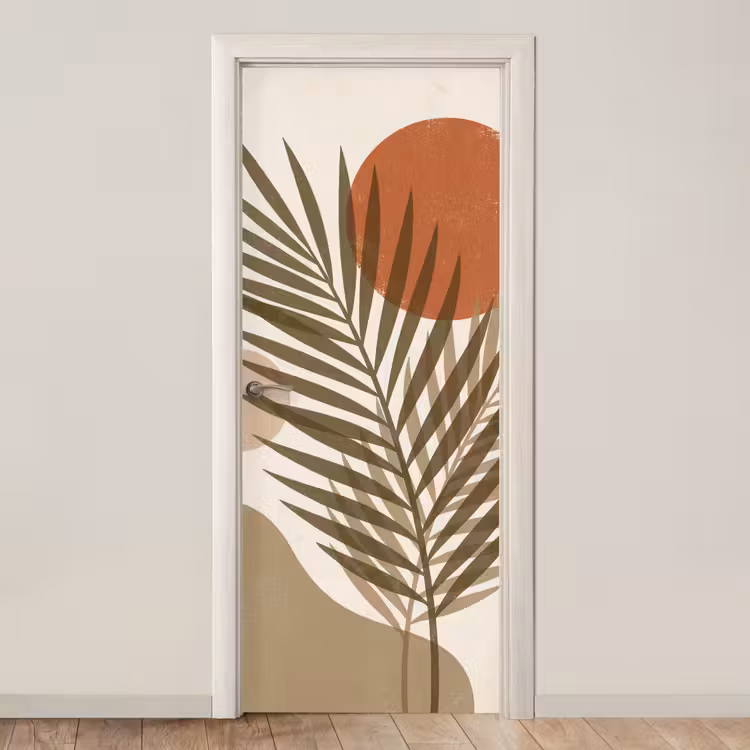 Deursticker - Planten - Bladeren - Abstract - Modern - Beige — 1