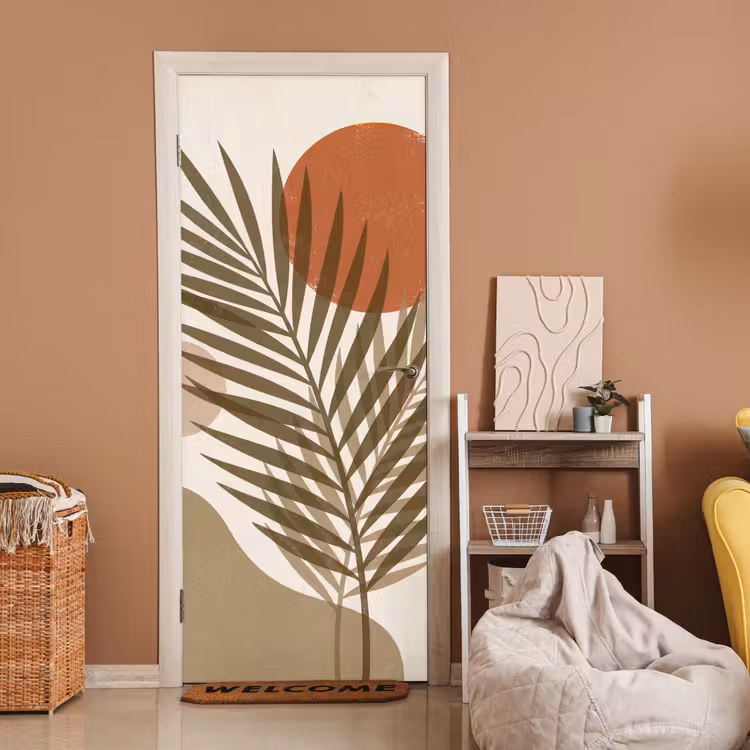 Deursticker - Planten - Bladeren - Abstract - Modern - Beige — 2