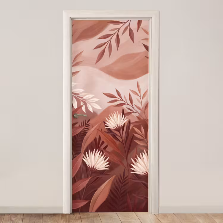 Deursticker - Planten - Bladeren - Botanisch - Modern - Bruin — 1