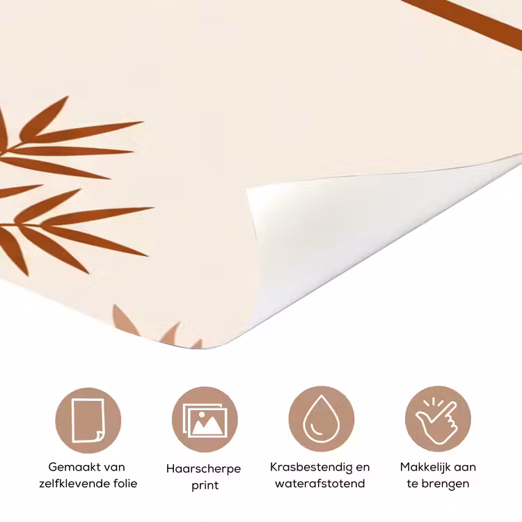 Deursticker - Vogel - Boom - Tropisch - Minimalistisch - Bruin — 3