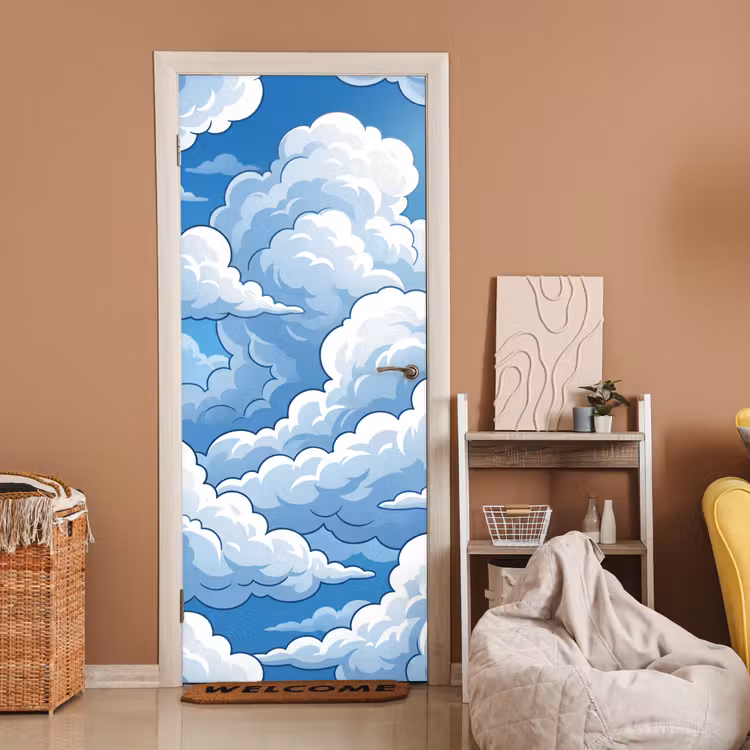 Deursticker - Wolken - Hemel - Abstract - Wit — 2