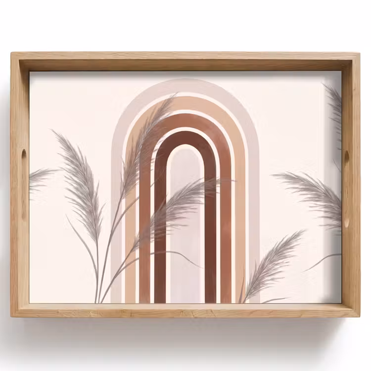 Dienblad - Abstract - Bogen - Plant - Boho - Beige — 1