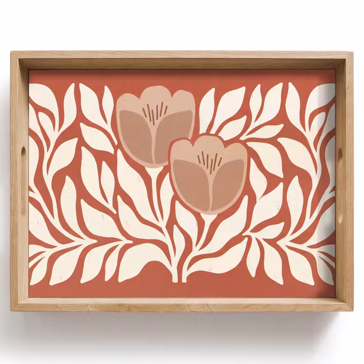 Dienblad - Bloemen - Abstract - Modern - Beige - Natuur — 1