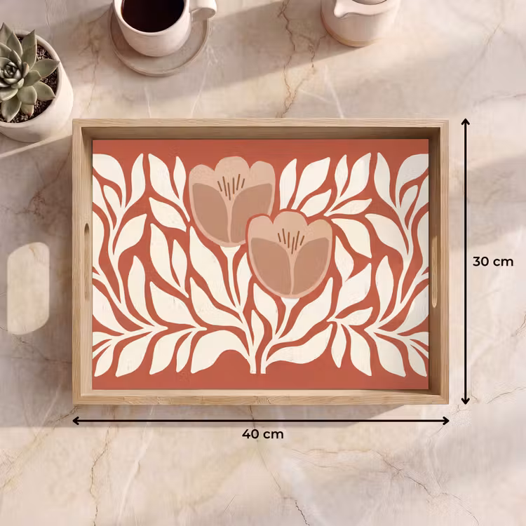 Dienblad - Bloemen - Abstract - Modern - Beige - Natuur — 9