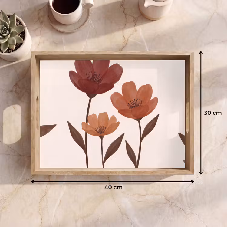 Dienblad - Bloemen - Abstract - Modern - Bruin - Decoratief — 9