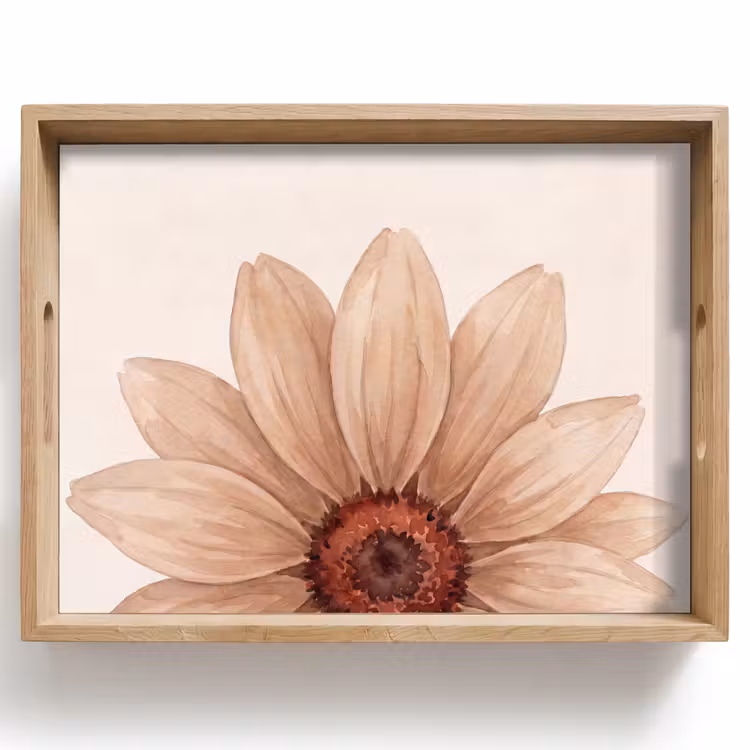 Dienblad - Bloemen - Bloemblad - Natuur - Aquarel - Beige — 1