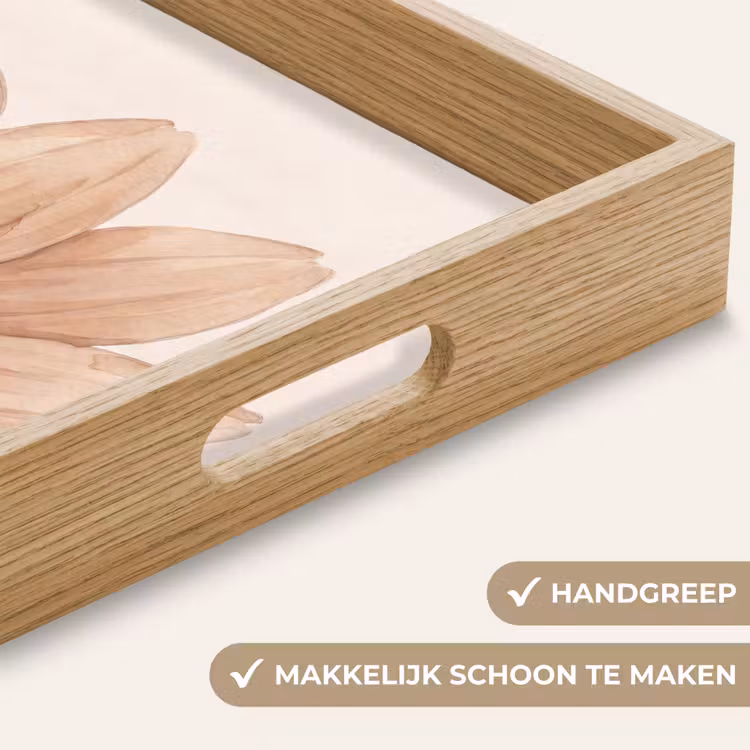 Dienblad - Bloemen - Bloemblad - Natuur - Aquarel - Beige — 5