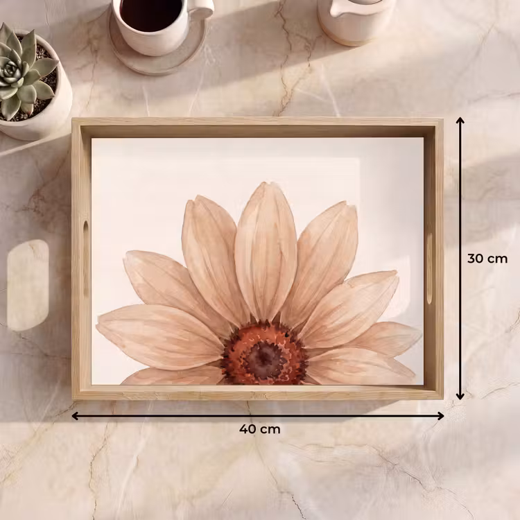 Dienblad - Bloemen - Bloemblad - Natuur - Aquarel - Beige — 9