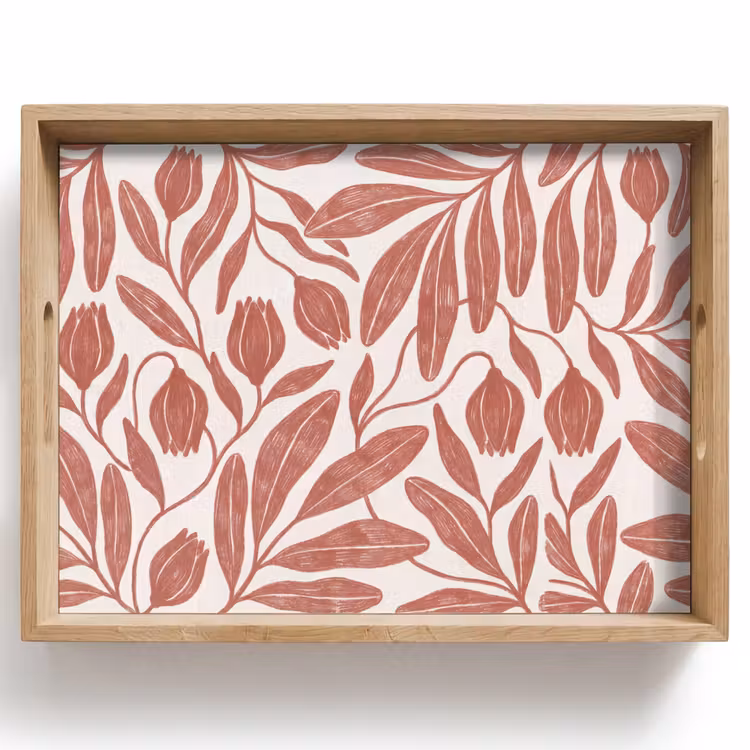 Dienblad - Bloemen - Patroon - Modern - Natuur - Bruin — 1