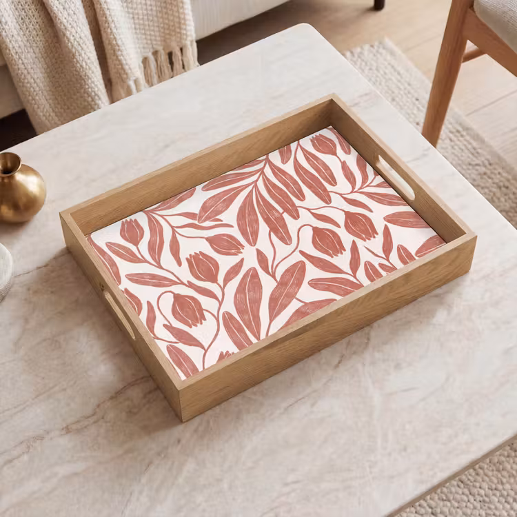 Dienblad - Bloemen - Patroon - Modern - Natuur - Bruin — 2