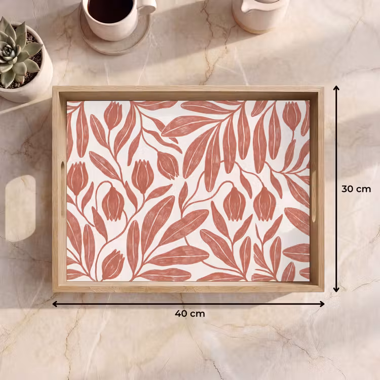 Dienblad - Bloemen - Patroon - Modern - Natuur - Bruin — 9