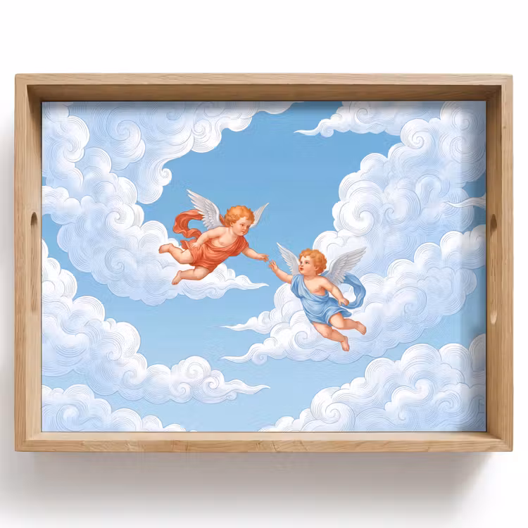 Dienblad - Engel - Vliegend - Klassiek - Blauw — 1