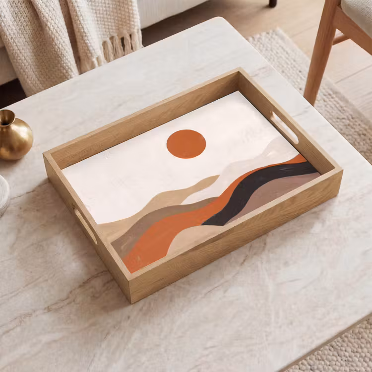 Dienblad - Landschap - Heuvels - Zon - Abstract - Oranje — 2