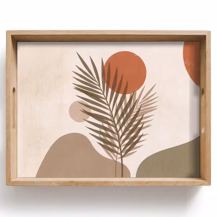 Dienblad - Planten - Bladeren - Abstract - Modern - Beige — 1