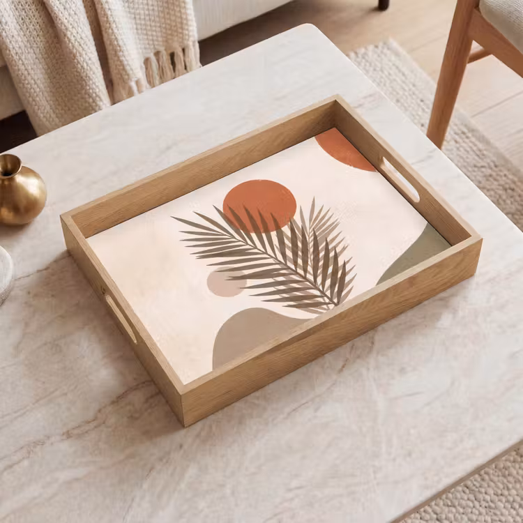 Dienblad - Planten - Bladeren - Abstract - Modern - Beige — 2
