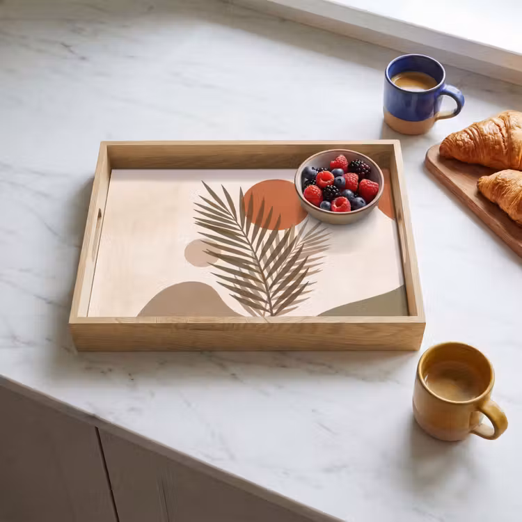 Dienblad - Planten - Bladeren - Abstract - Modern - Beige — 4