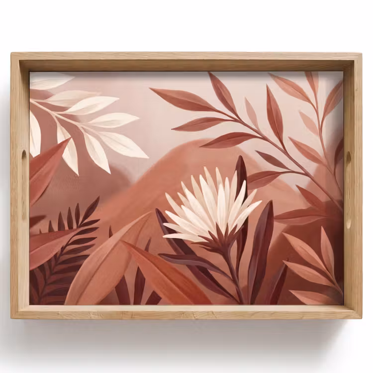 Dienblad - Planten - Bladeren - Botanisch - Modern - Bruin — 1