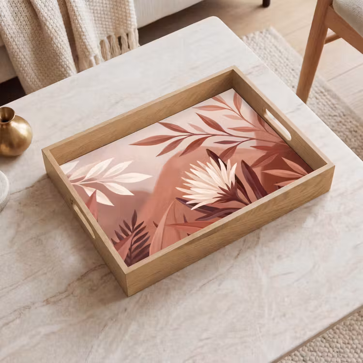 Dienblad - Planten - Bladeren - Botanisch - Modern - Bruin — 2