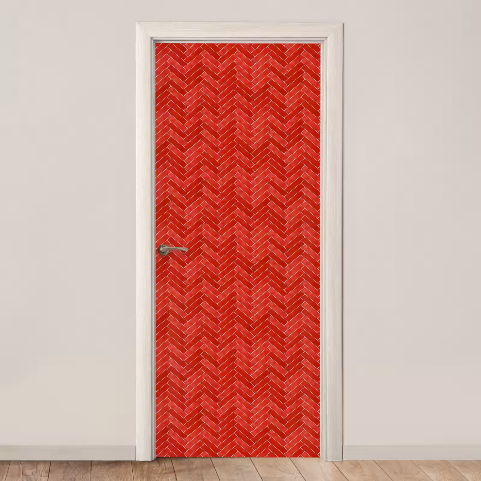 Deursticker - Visgraat - Tegel - Rood — 1