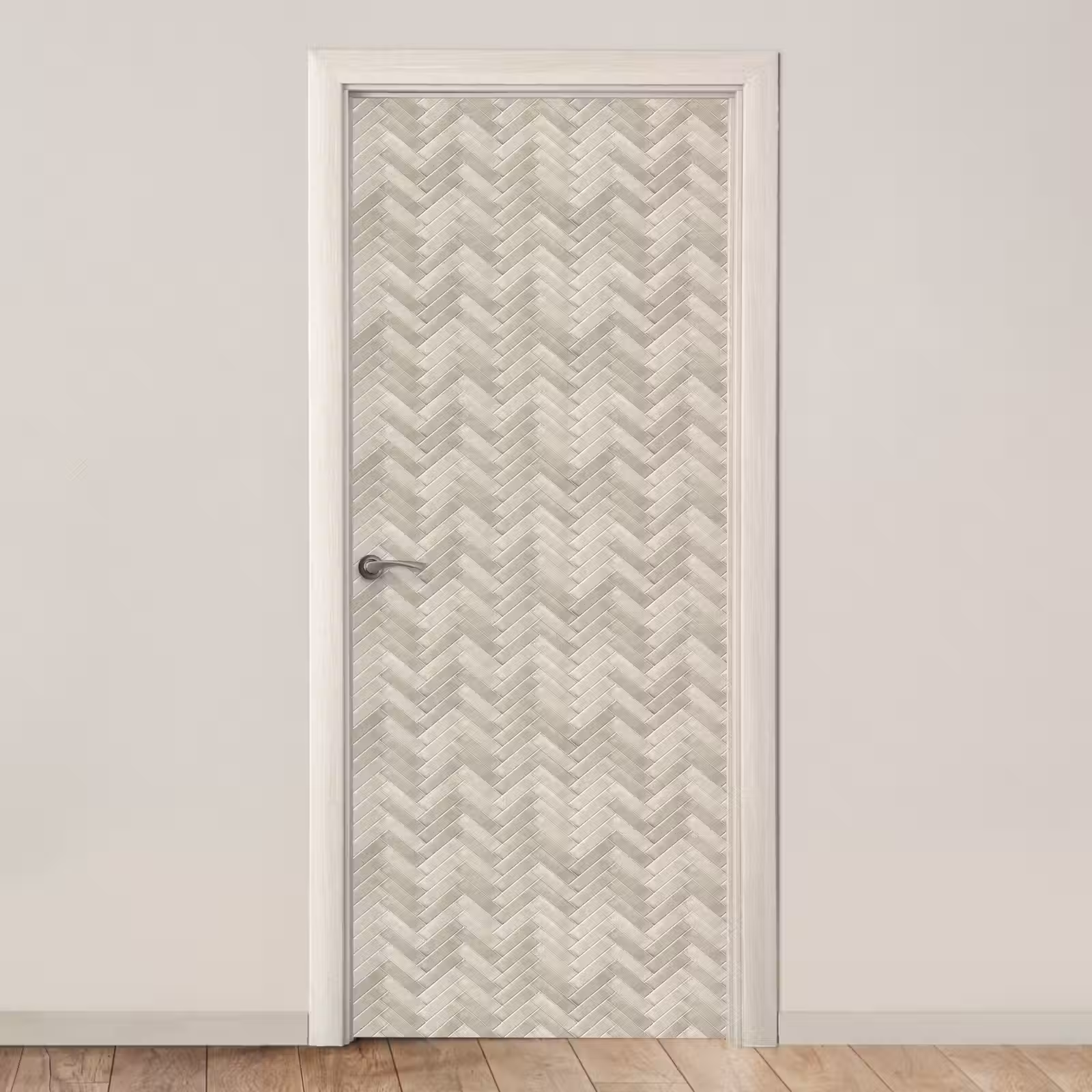 Deursticker - Visgraat - Wandtegel - Beige — 1