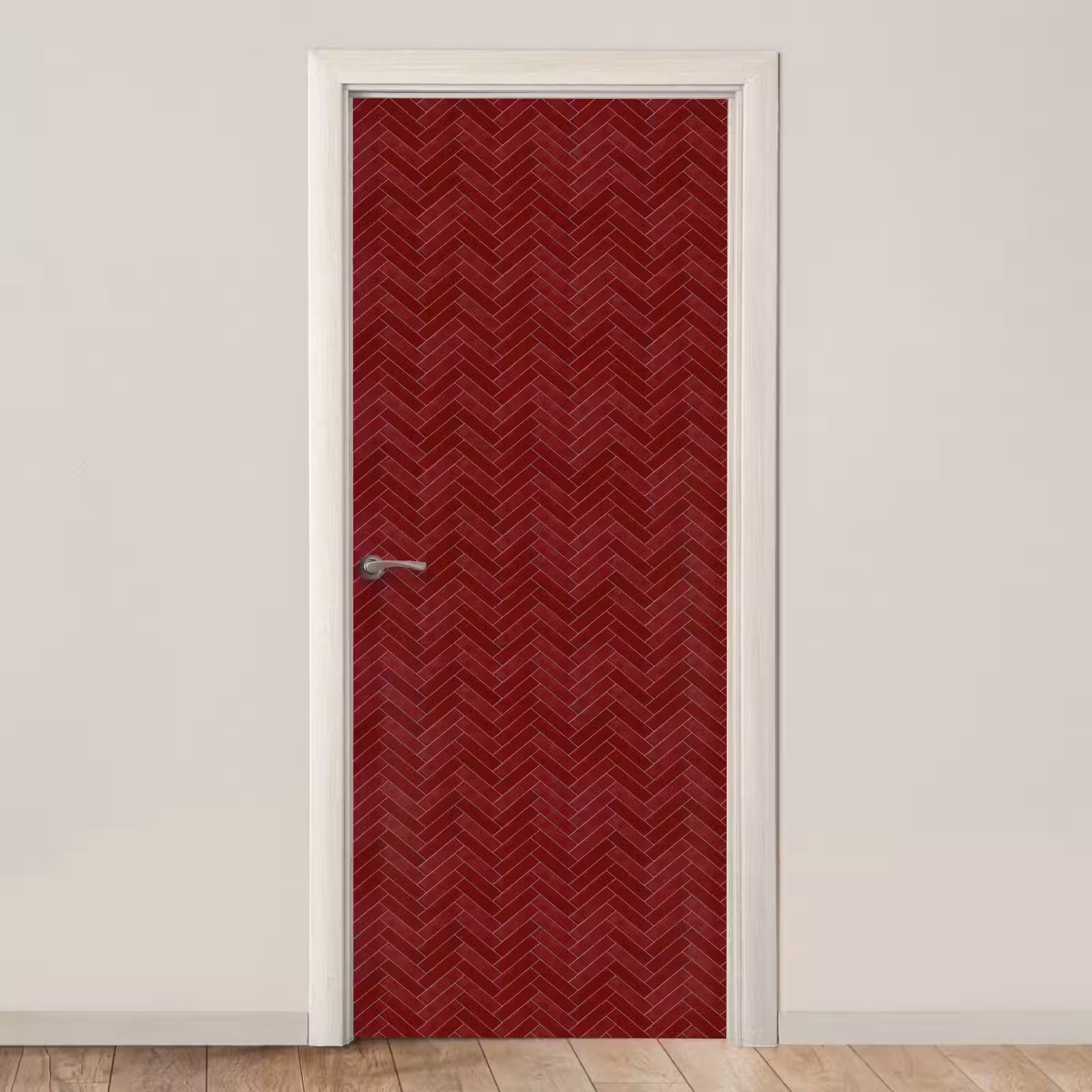 Deursticker - Visgraat - Wandtegel - Bordeaux - Rood — 1