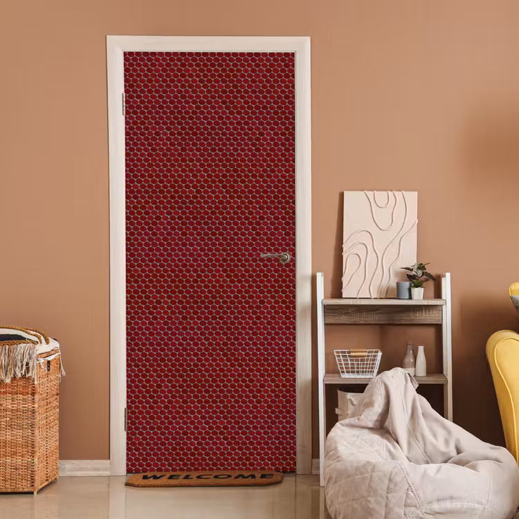 Deursticker - Penny - Mozaïek - Rond - Rood — 2