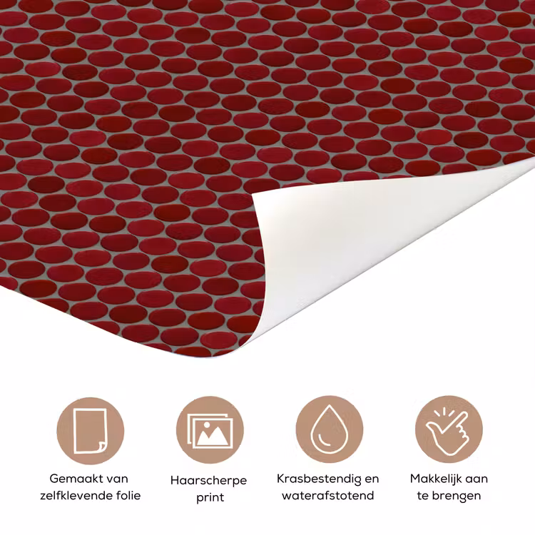 Deursticker - Penny - Mozaïek - Rond - Rood — 3