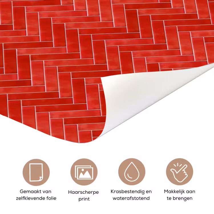 Deursticker - Visgraat - Tegel - Rood — 3