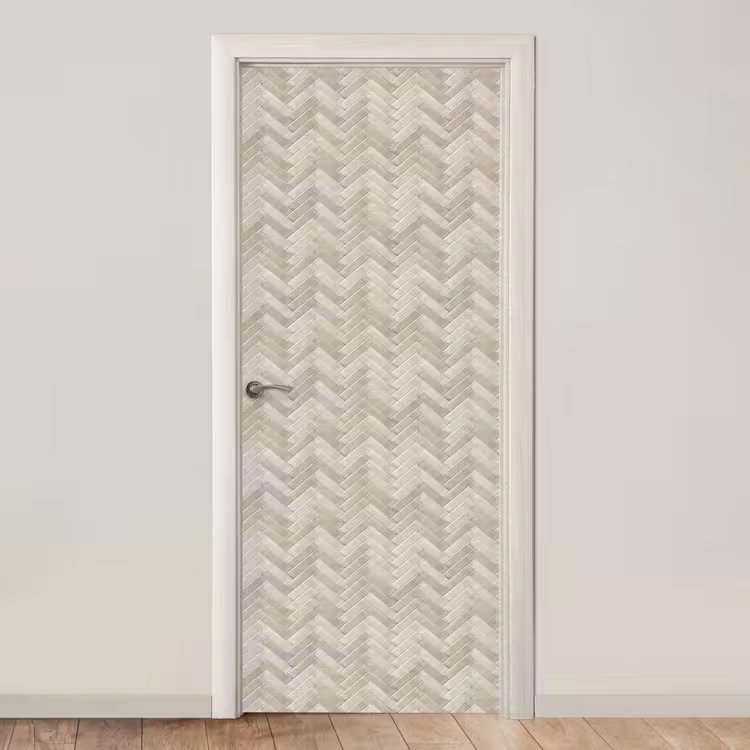 Deursticker - Visgraat - Wandtegel - Beige — 1